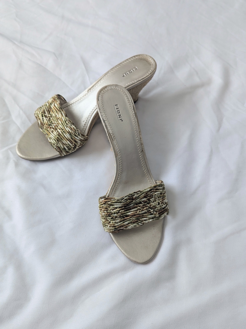 FIONI Clothing Metallic Gold Braided Slide Mules - Picture 2 of 5
